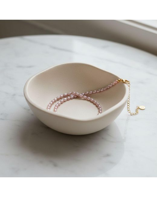 Seven Saints Metallic Blush Freshwater Baroque Pearl Choker, Plated