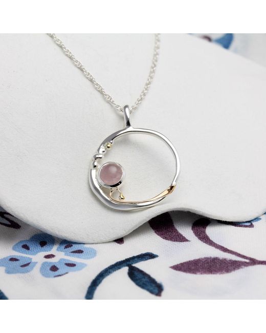 Isla Silver Metallic Rose Quartz Sterling Pendant