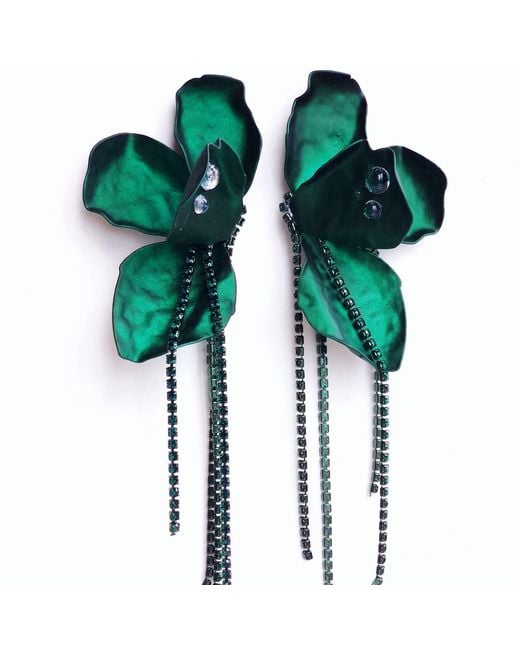 Laura Daili Green Emerald Blossom Earrings