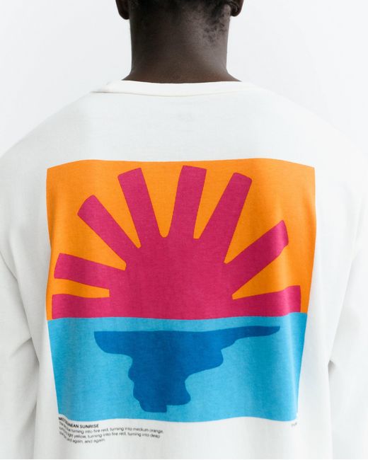 Thinking Mu White Mediterranean Sunrise Emilio Long-Sleeve T-Shirt for men
