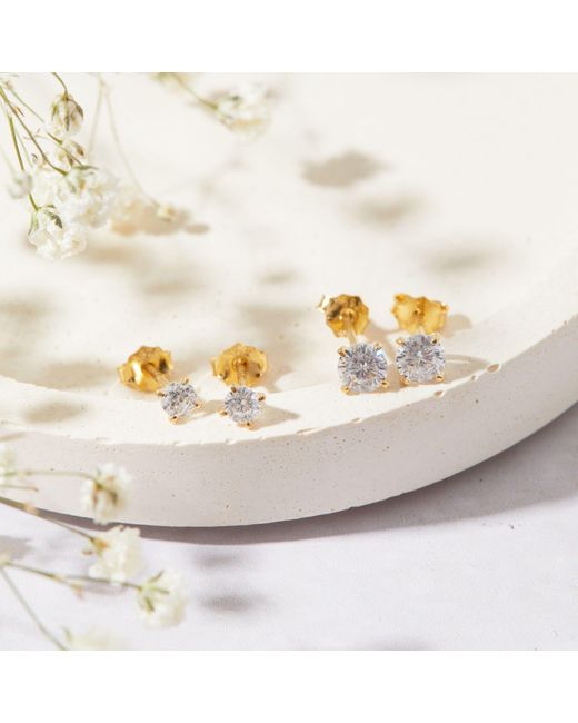 Esterah Metallic Stud Cubic Zirconia Earrings