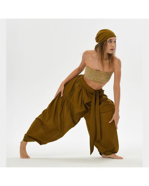 Zhenabia Green Boho Harem Pants