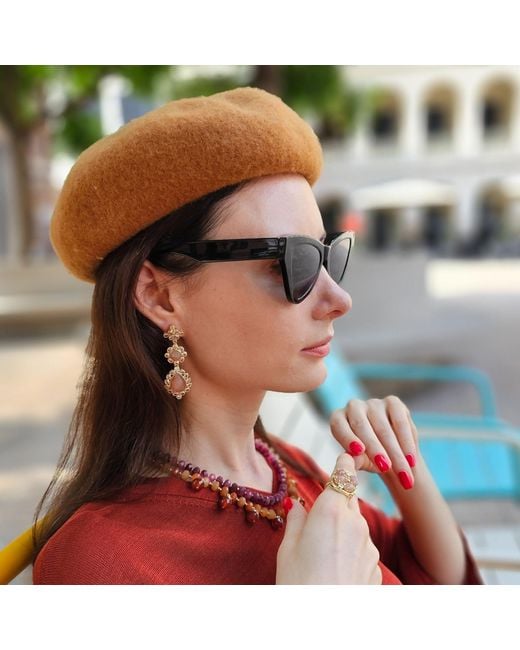 Farra Metallic Sunstone Setting Statement Earrings