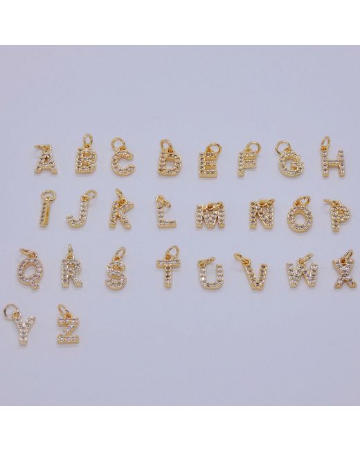VALERIE CHIC Metallic Initial Letter Crystal Tennis Racket Pearl Necklace 18K