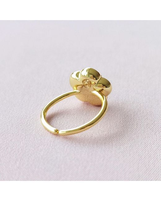 POPORCELAIN Metallic Mini Porcelain Daisy Adjustable Ring