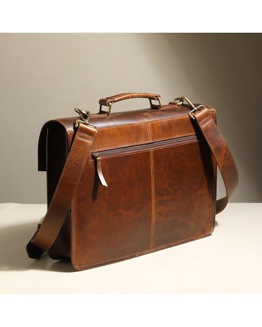 Dötch Leather Brown Aurelia- Leather Work Briefcase for men