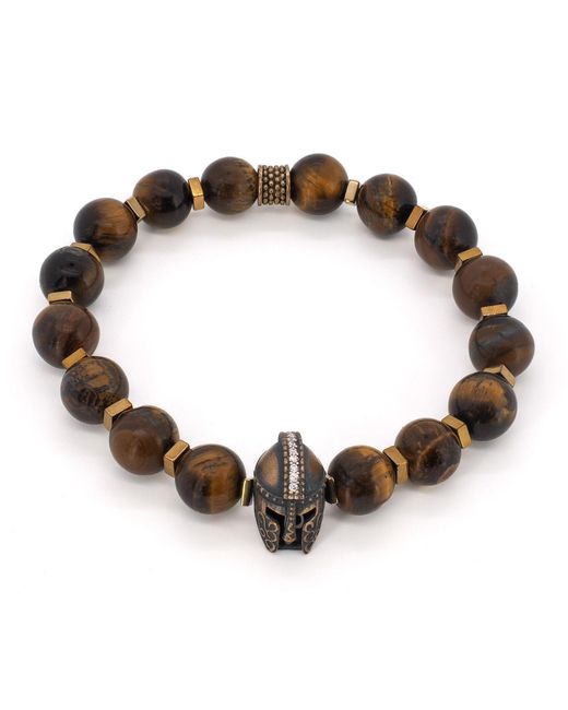 Ebru Jewelry Brown Tiger's Eye Stone Beaded Gladiator Bracelet for men
