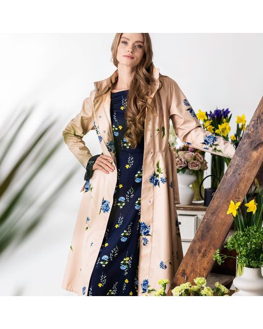 RainSisters Natural Neutrals Fit And Flare Coat: Gentle Bloom