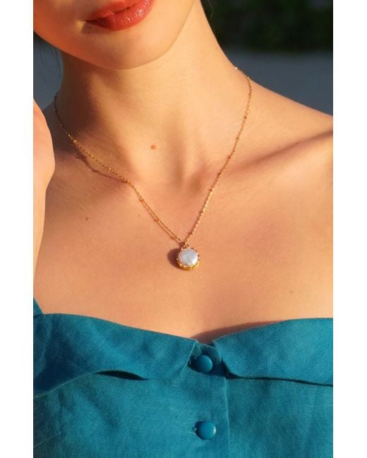 Katy Faye Metallic Alya Pearl Necklace