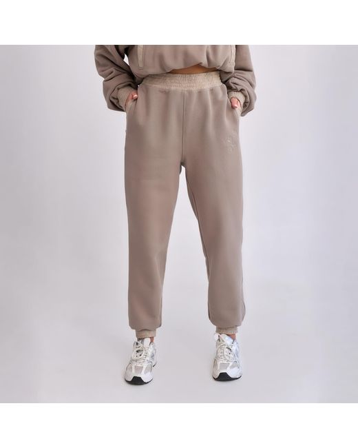 Mandragora Gray Neutrals Cotton Sweatpants With Jacquard Detailing
