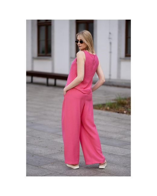 Oh!Zuza Pink Sleeveless Top & Wide-Leg Trousers Set