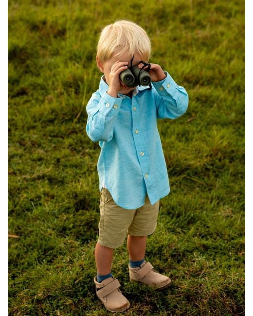 Koy Clothing Blue Boys Cotton Linen Shirt for men