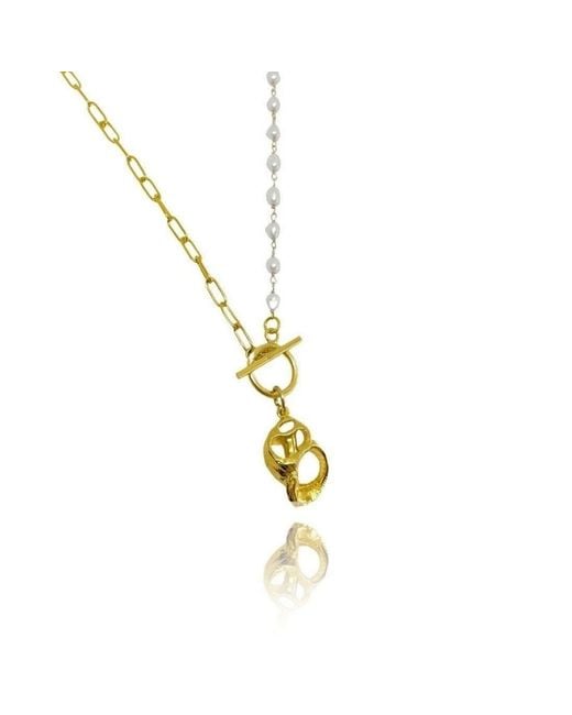 LINYA JEWELLERY Metallic Gela Mussel Chain Pearl Necklace