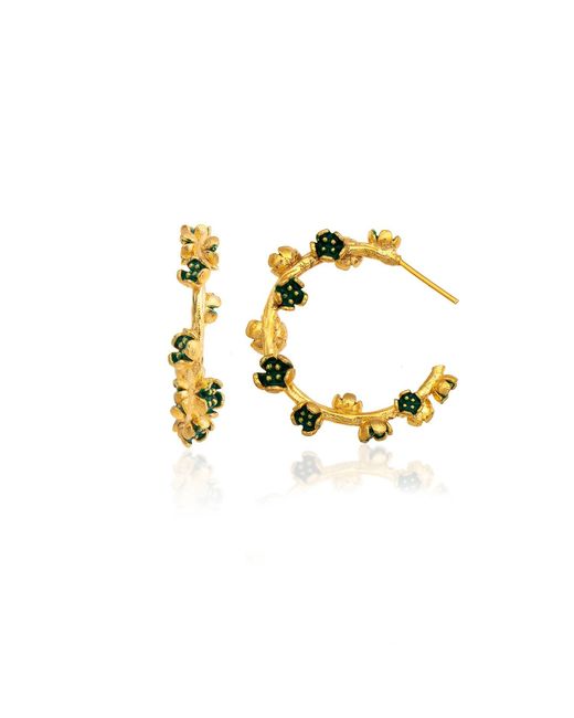 Milou Jewelry Green Large Flower Hoop Earrings