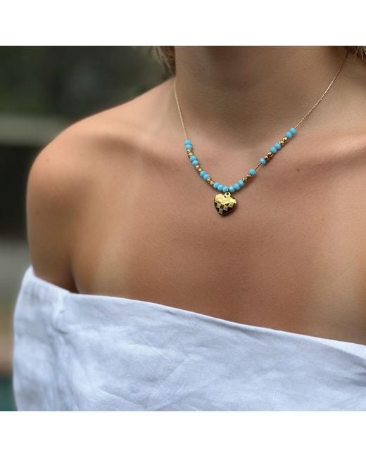 Ebru Jewelry Metallic Love Heart Beaded Necklace