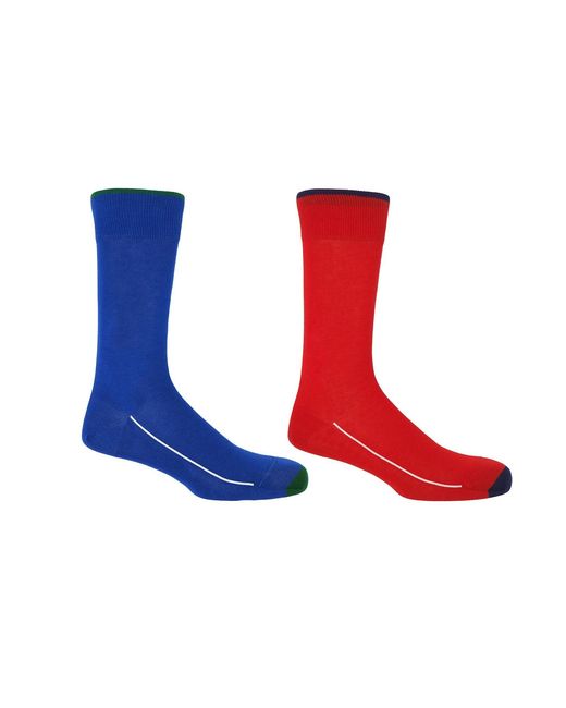 Peper Harow - Made in England Red Cobalt & Cinnabar Square Mile Socks 2 Pack for men