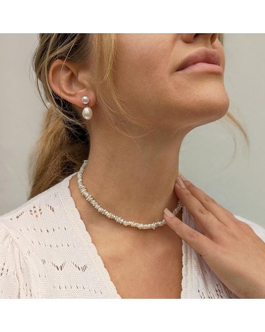 Kiri & Belle Metallic Ayla Irregular Keshi Pearl Sterling Necklace