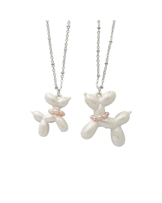 POPORCELAIN Metallic Pearly Porcelain Balloon Doggie Necklace, Tone