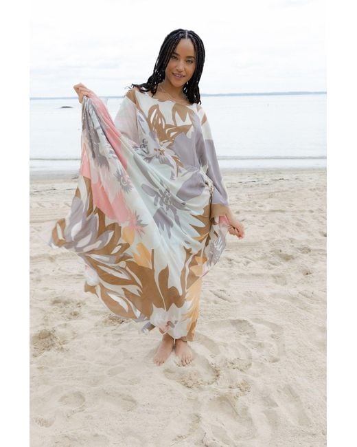 Saachi Gray Floral Kaftan Maxi