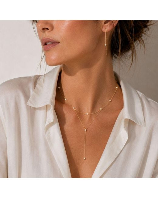 Lily Flo Jewellery Metallic Aurora Five Diamond Lariat Y Necklace