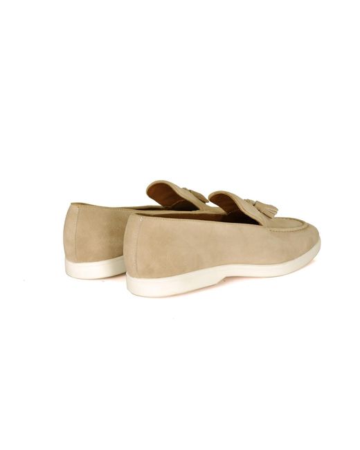 DAVID WEJ Natural Neutrals Lorenzo Suede Tassel Loafers for men