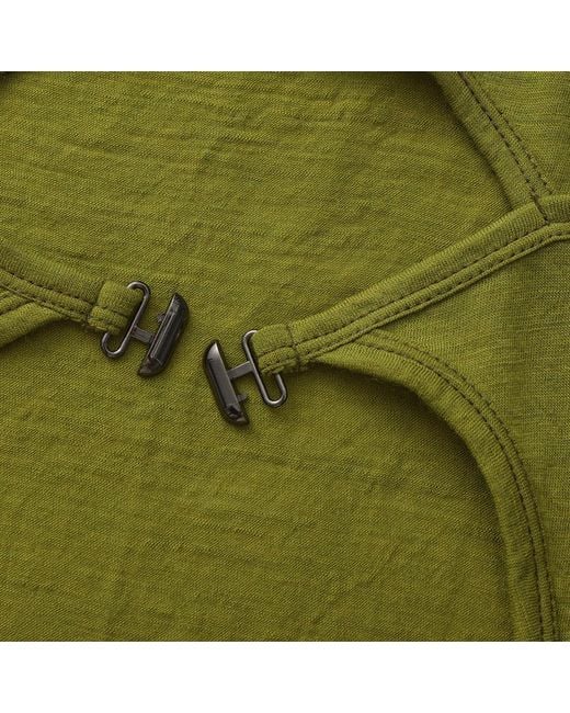 FRONT ROW SHOP Green Open-Back Wool Jersey Top