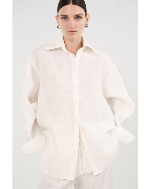 Nocturne Natural Neutrals Linen Oversized Shirt