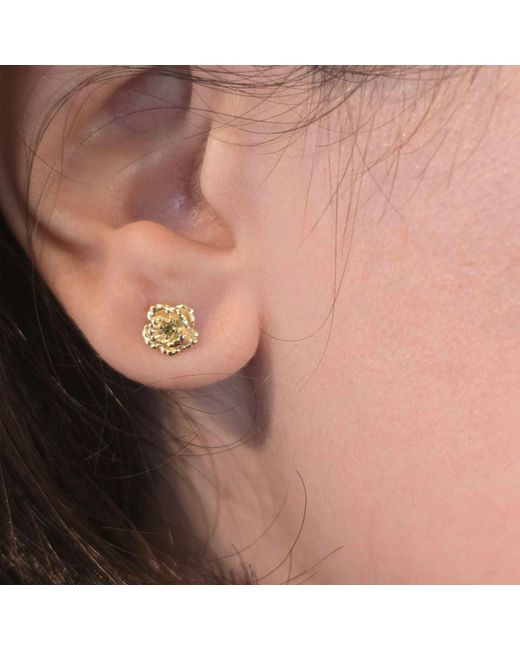 Harfi Metallic Peridot August Birthstone Poppy Birthflower Plated Stud Earrings