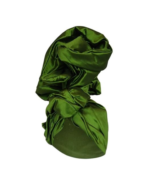 Romer Millinery Green Twisturban Turban Xl Crescent Silk Shantung