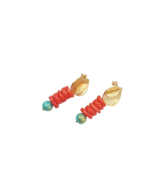 Way to Chic White Coral Earrings With Jade On Plated Studs