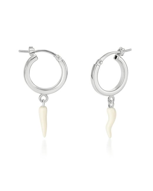 Unaloe Metallic Sterling Hoop Earrings With Horn Pendant – Protective Italian Talisman Jewelry For