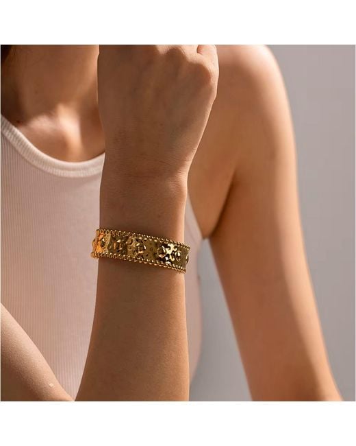 Olivia Le Metallic Serafina Hammered Cuff Bracelet