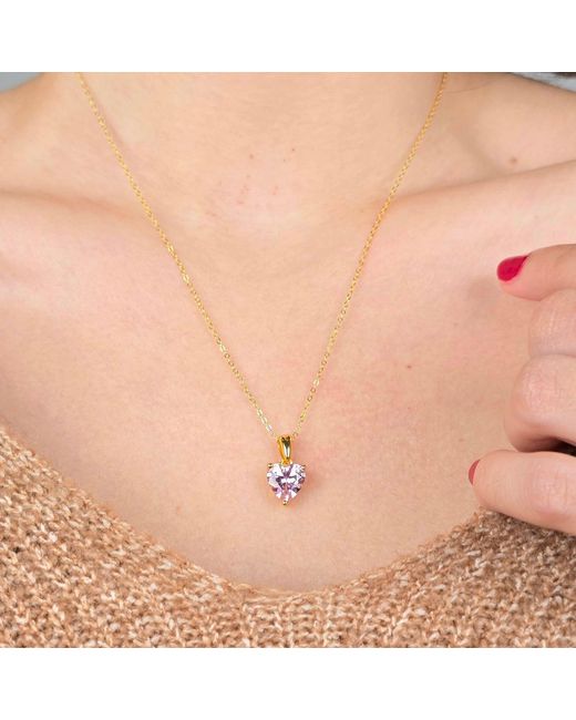 Harfi Pink Rose Quartz October Birthstone Love Heart Necklace