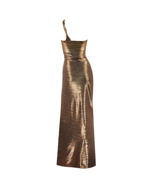 Me & Thee / Neutrals Let There Be Light Bronze Metallic Maxi Dress