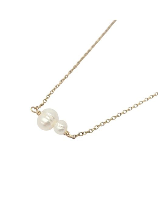 Harfi Metallic Dainty Two Freshwater Pearls Plated Necklace