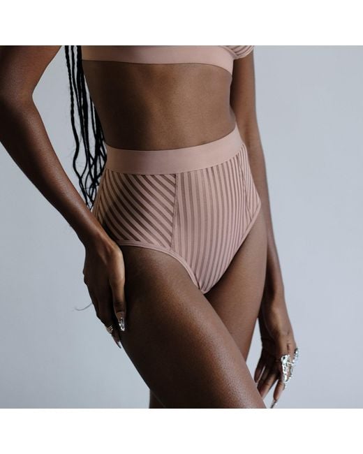 MONIQUE MORIN LINGERIE Pink Vertigo Hi Waisted Brief Mushroom