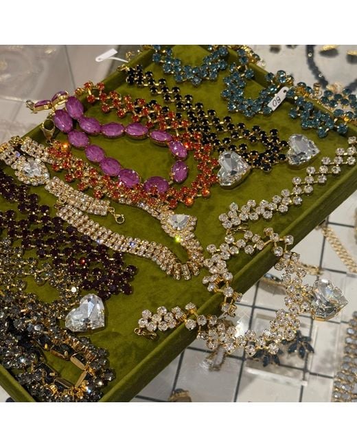 Achala Handcrafted Metallic Grande Cuore Crystal Beaded Necklace