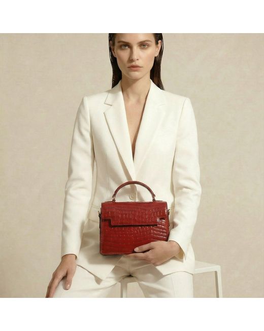 Sibylla Delphica Red Top Handle Leather Bag