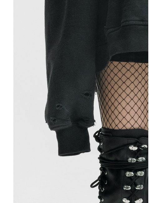 Galleriadele Black The Distressed Sweatshirt