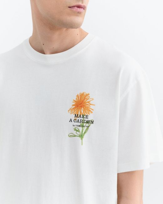 Thinking Mu White Aaron Crayon Flower T-Shirt for men