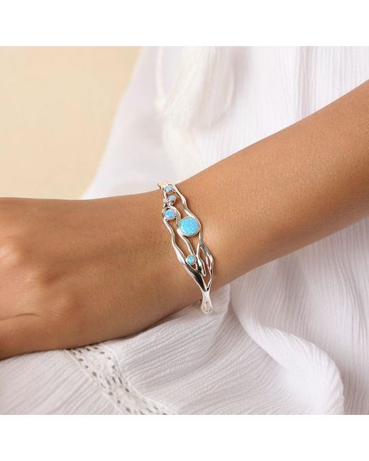 Isla Silver Blue Handmade Fire Opal Bracelet