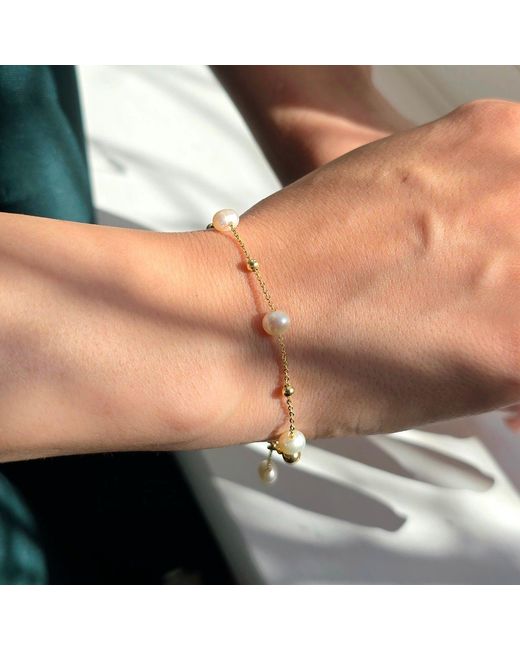 Harfi Metallic Natural Freshwater Pearl Bracelet Bridesmaid Gift