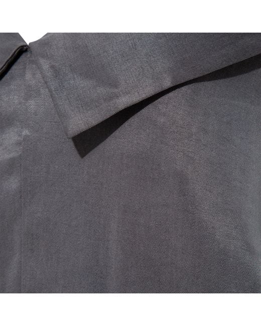 Femponiq Gray Off Shoulder Collared Crop Top