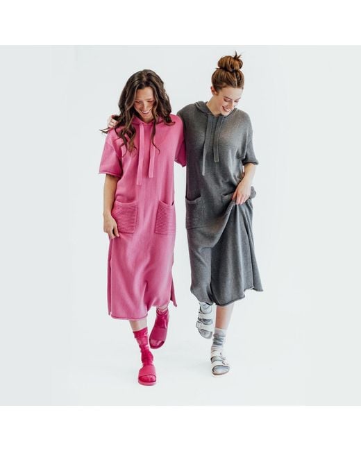 Zenzee Pink Cotton Hoodie Dress