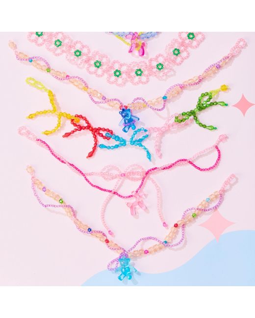 Tillie Beads Pink Double Layered Dog Charm Bead Necklace