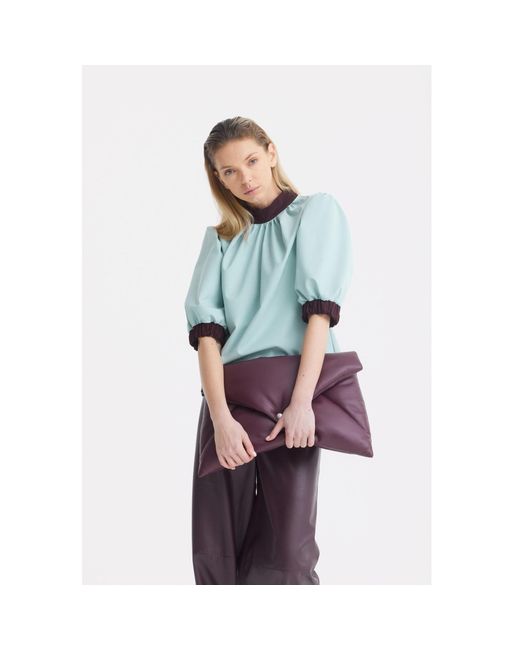 Julia Allert Blue Textured Short Sleeve Blouse