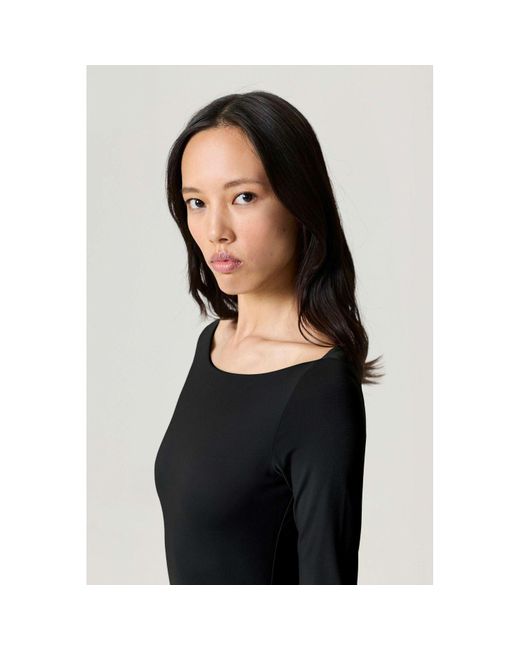 Nocturne Black Jersey Maxi Dress With Ruffle Detail