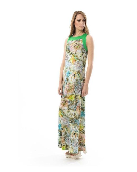 Conquista Green Floral A Line Maxi Dress