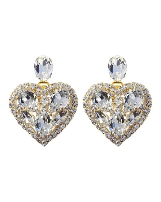 Achala Handcrafted Metallic Neutrals Multicrystal Heart Statement Earring