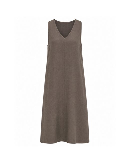 Luella Fashion Brown Lisette Sleeveless V-Neck Linen Dress Taupe